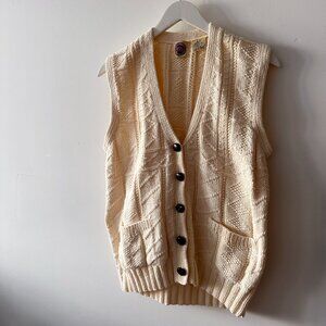 Vintage Saks Real Clothes Cable Knit Cotton Cable Knit Fisherman Sweater Vest